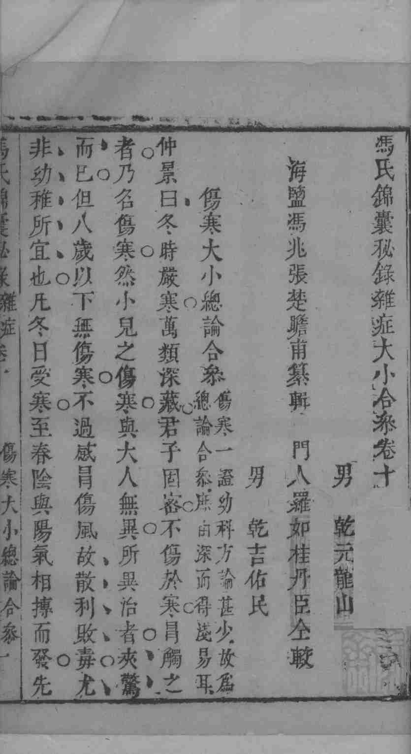冯氏锦囊秘录杂症大小合叅  卷10  1